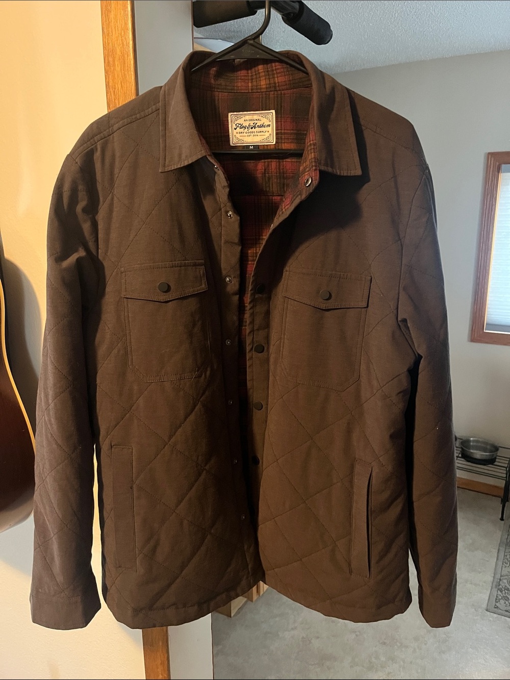 Flag & Anthem Grey Quilted Shirt Jacket with Plaid Lining